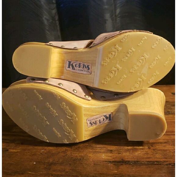 KORKS Kristian Leather Platform Slingback Heel Sandal SIZE 8 Natural Stud Accent - Picture 9 of 10